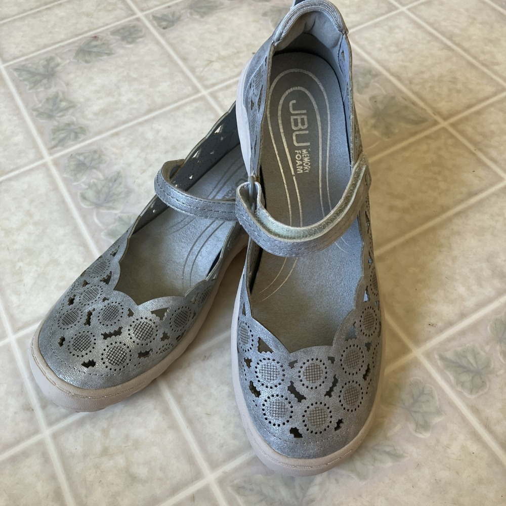 JBU Anne Comfort Casual Mary Jane Silver Shimmer Comfort Memory Foam 95ANN16